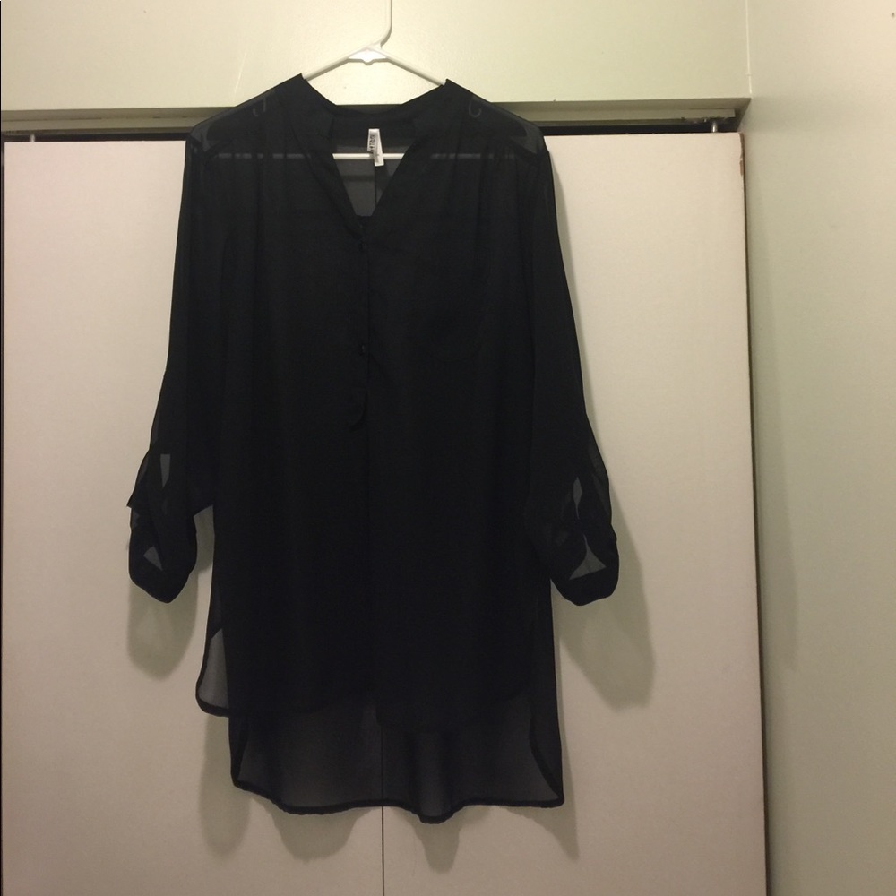 Black Sheer Tunic Blouse!!